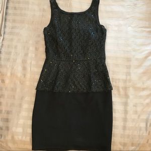 Elegant Black Cocktail Dress, Sequin Embellished
